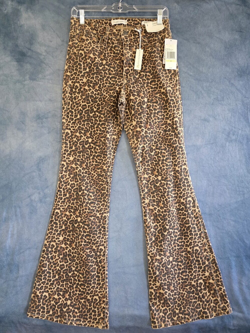 Jessica Simpson Jeans Sz 4 Hollywood High Rise Flare Leopard Print Pants NWT New